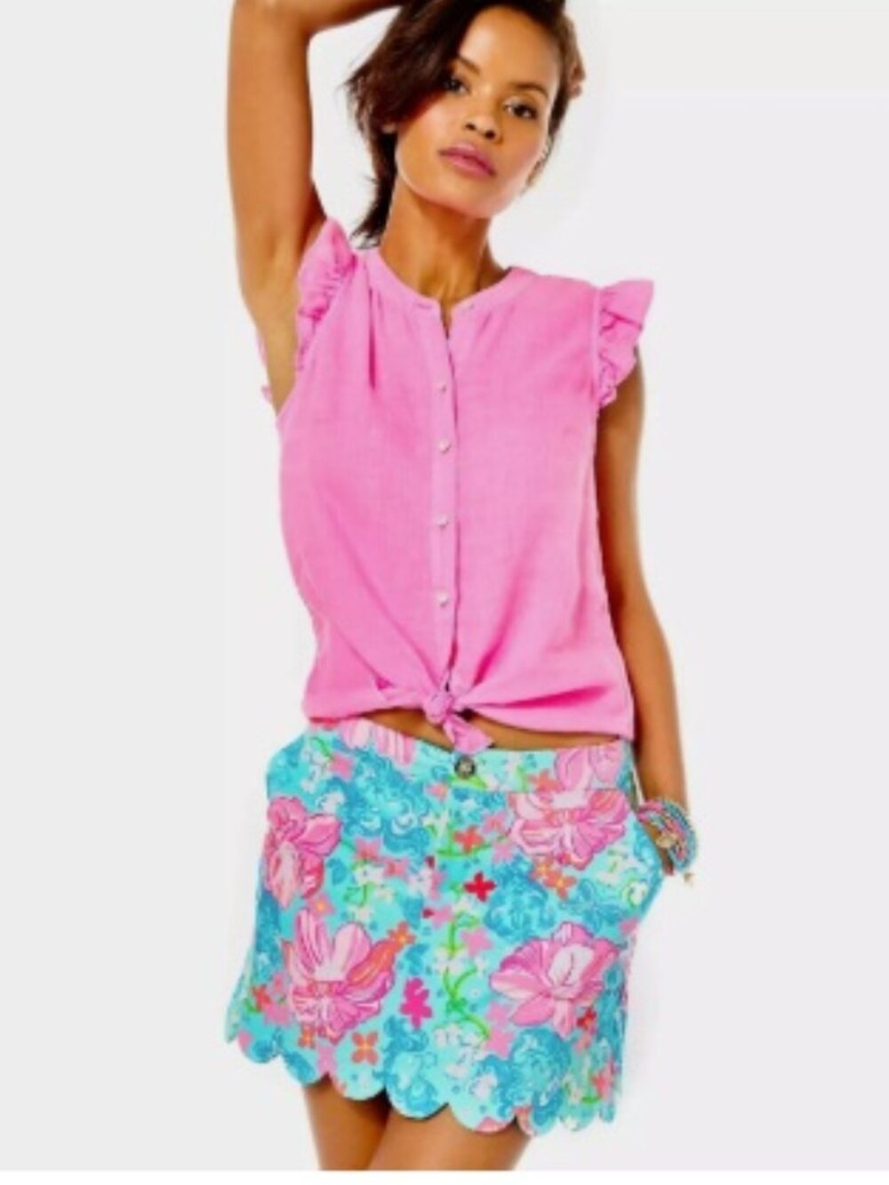 Lilly Pulitzer Colette Scallop Knit Skort, Luscious Lions Surf Blue | Size 2